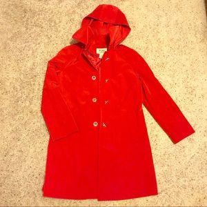 Red Rain Coat with Detachable Hood